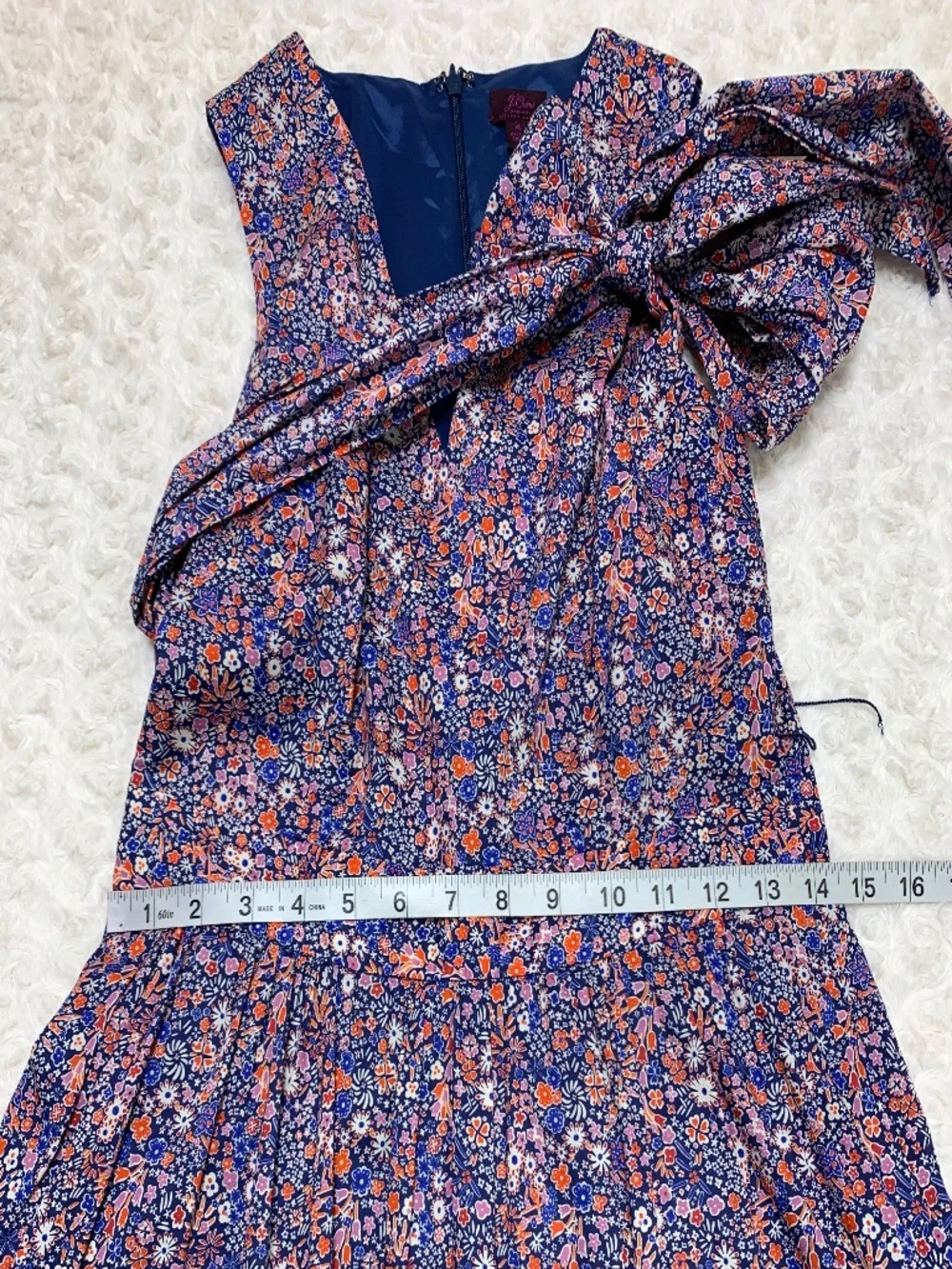 J. Crew Liberty Fabric Kayoko Deep Blue Floral Tie Waist Midi Dress Sz 4